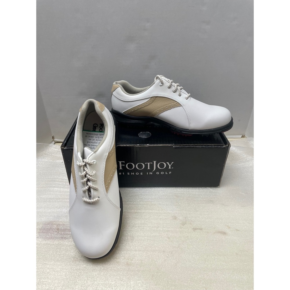 FootJoy GreenJoys Womens Golf Shoes White Taupe 48392 Size 9.5 Medium NEW